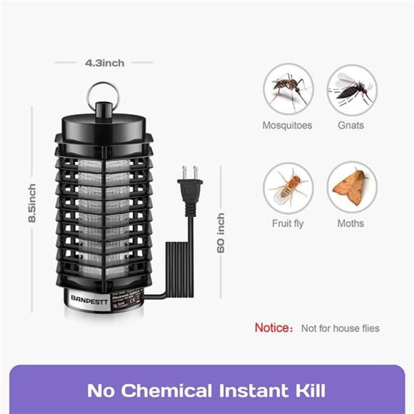 2-PackBug Zapper Indoor, Electric Mosquito Zapper, Insect Catcher（Black） - Picture 4 of 6